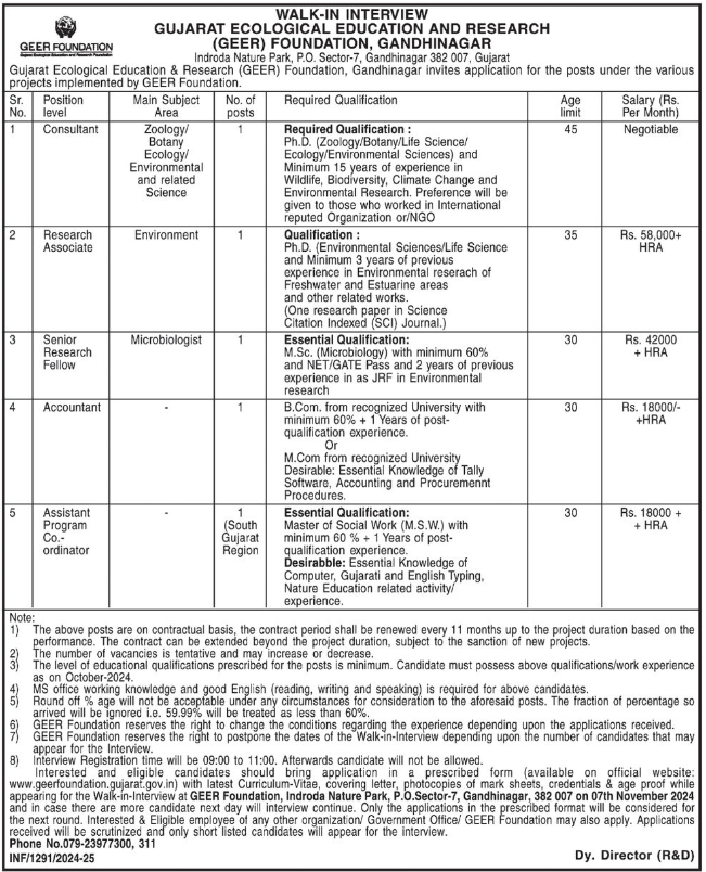 Geer foundation recruitment Consultant RA SRF Accountant and APCO Posts 2024.png